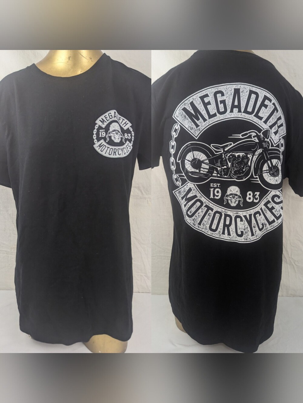 Megadeth Motorcycles Metal Band Merch Black Tee Size Large